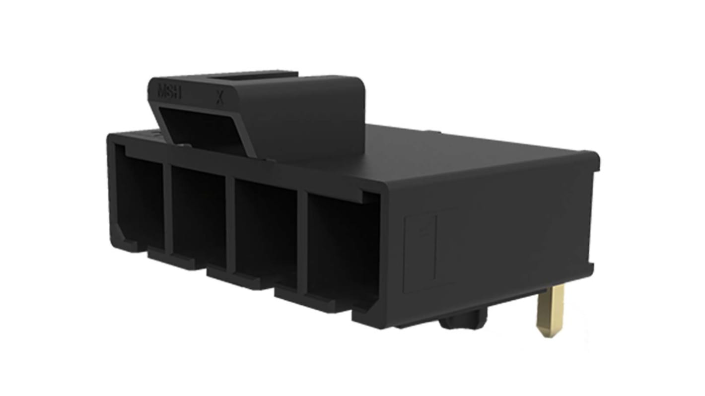 Conector macho para PCB Ángulo de 90° Molex serie Mega-Fit de 3 vías, 1 fila, paso 5.7mm, Montaje en orificio pasante