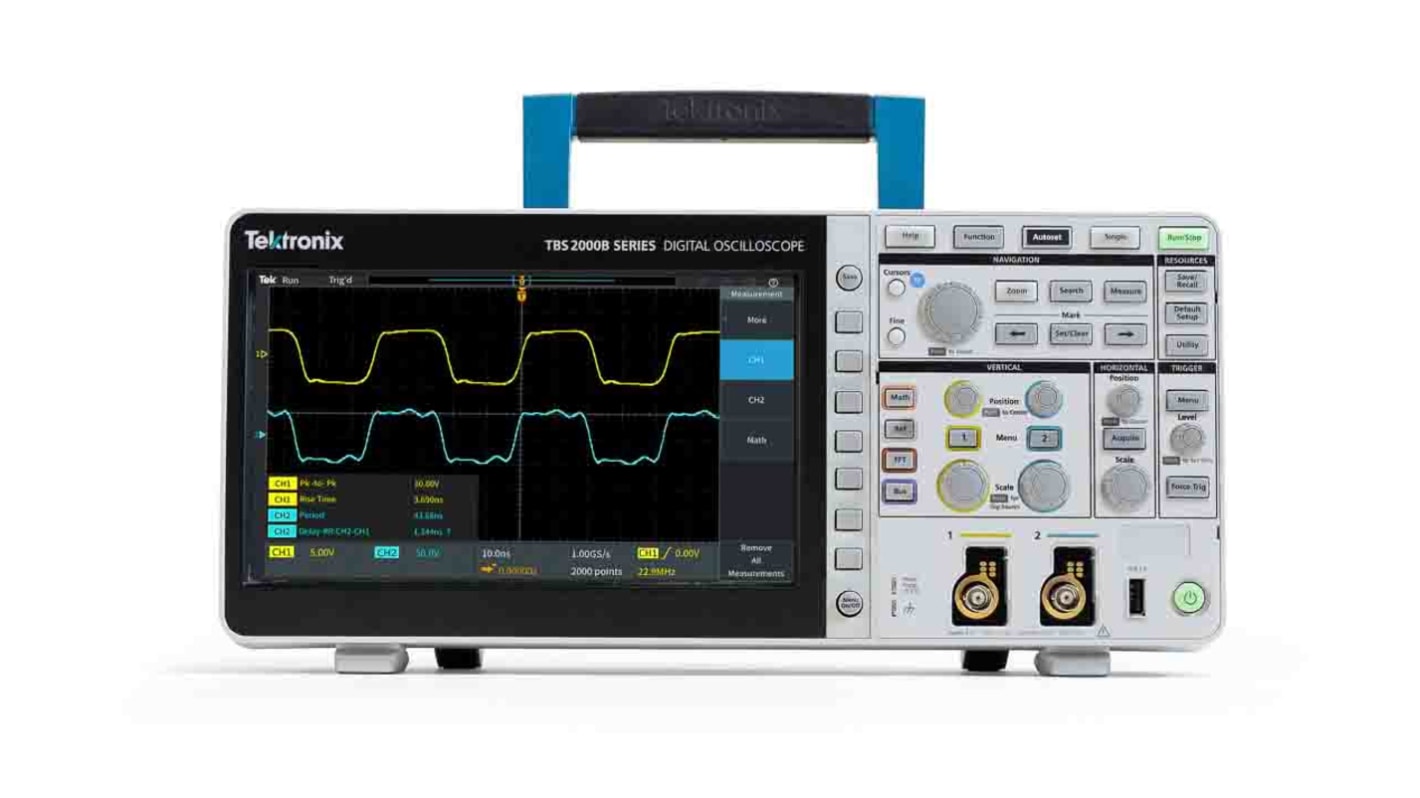 Osciloscopio de banco Tektronix TBS2072B, calibrado UKAS, canales:2 A, 70MHZ