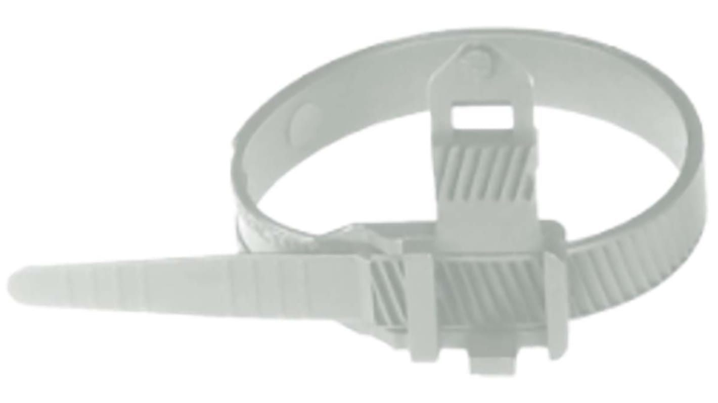 MECATRACTION Cable Tie, Releasable, 187mm x 9 mm, White Polyamide, Pk-100