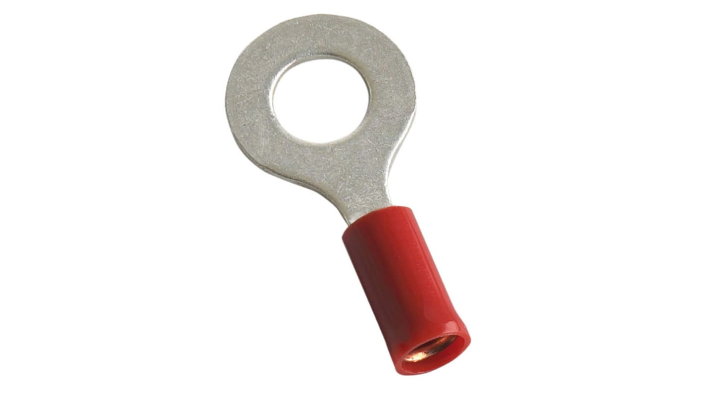 Terminale ad occhiello MECATRACTION Isolato, Ø perno M4, dimens. max filo 1,5mm², Rosso