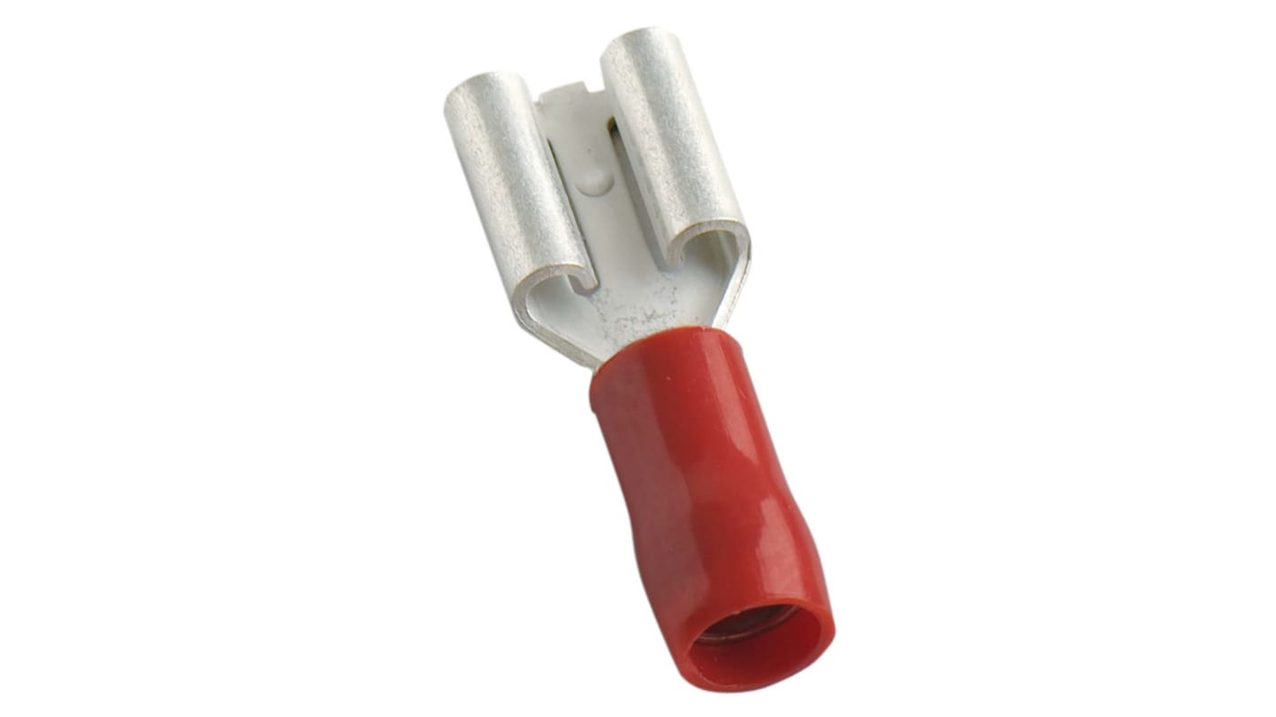 MECATRACTION S Red Insulated Female Spade Connector, Receptacle, 7.7 x 6.3mm Tab Size