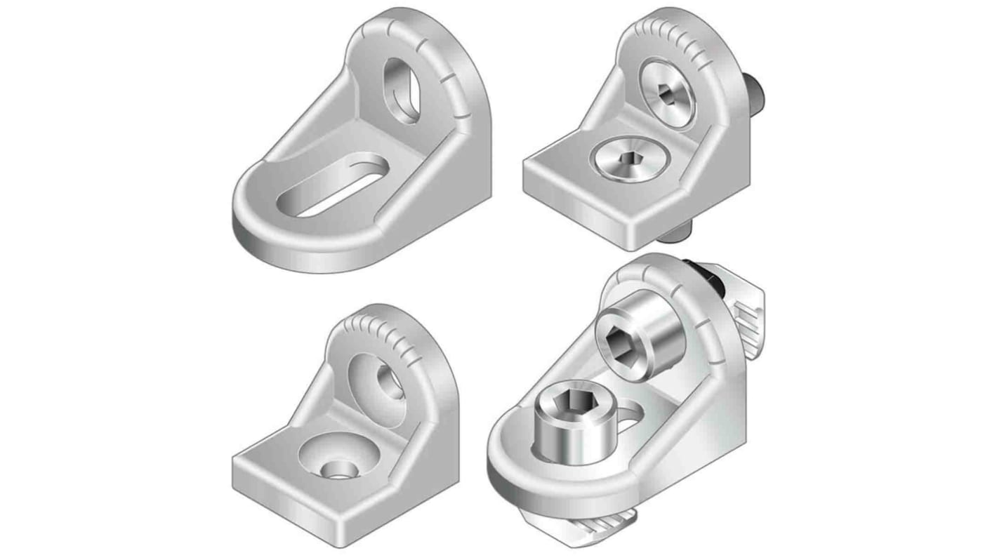 Staffa di montaggio Bosch Rexroth GUSSET in Zinco pressofuso, per profili da 30 mm → 60 mm, scalanatura da 8mm, L. 35mm