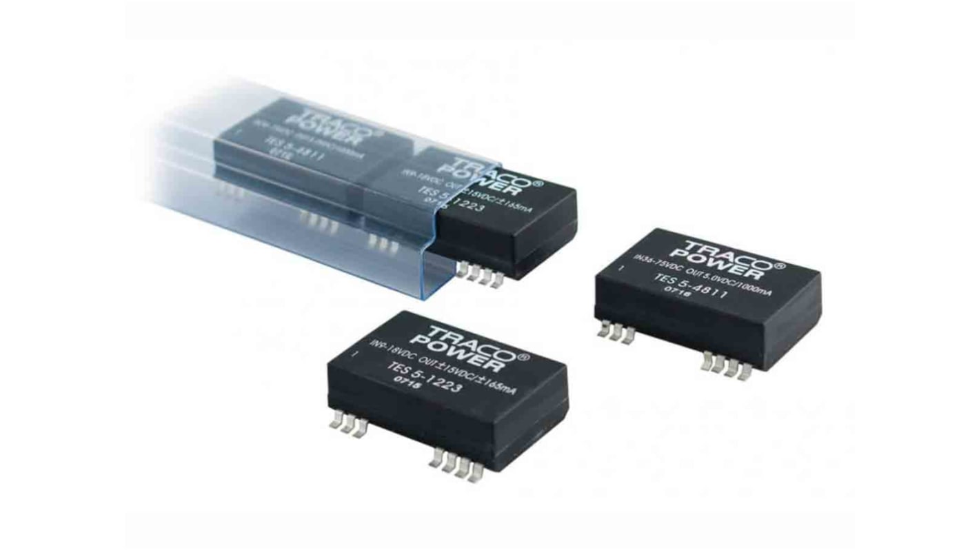 TRACOPOWER TES 5 DC-DC Converter, ±5V dc/ 500mA Output, 9 → 18 V dc Input, 5W, Surface Mount, +85°C Max Temp