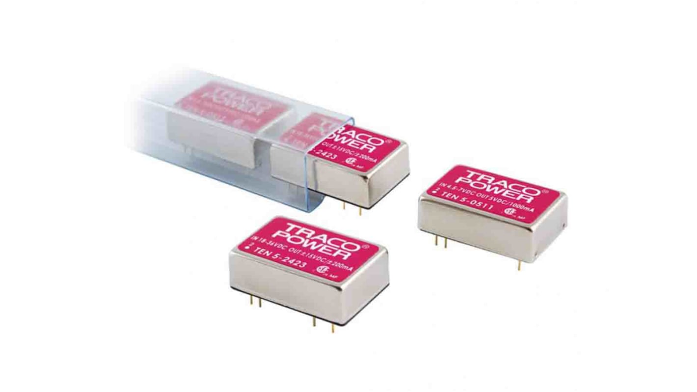 TRACOPOWER TEN 5 DC-DC Converter, ±15V dc/ 200mA Output, 4.5 → 7 V dc Input, 6W, Through Hole, +85°C Max Temp