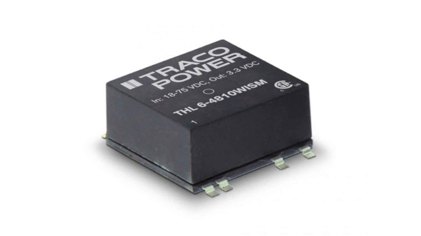 TRACOPOWER THL 6WISM DC-DC Converter, 15V dc/, 18 → 75 V dc Input, 6W, Through Hole