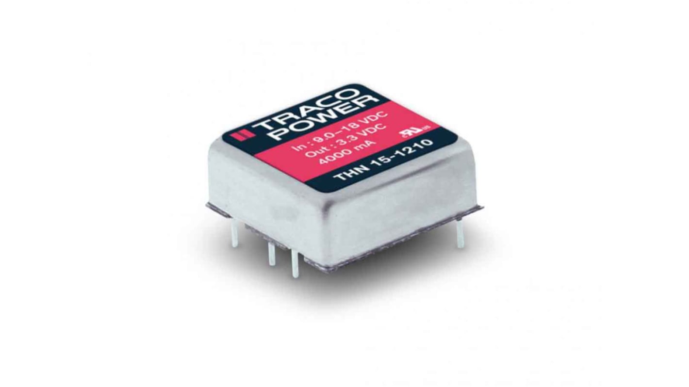 TRACOPOWER THN 15 DC-DC Converter, ±15V dc/ 500mA Output, 9 → 18 V dc Input, 15W, Through Hole, +85°C Max Temp