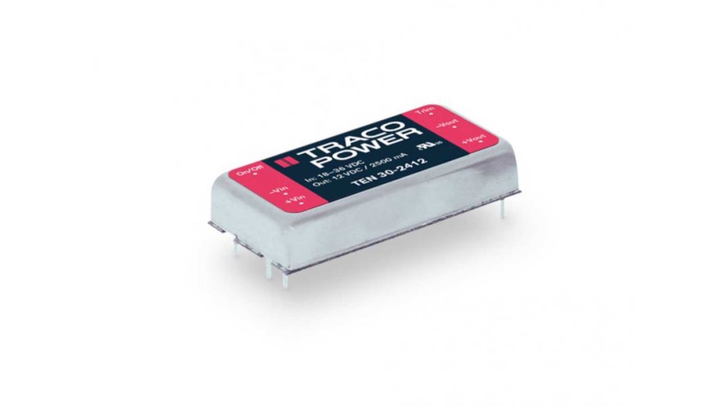 TRACOPOWER TEN 30 DC/DC-Wandler 30W 24 V dc IN, 3.3V dc OUT / 8A Durchsteckmontage 1.5kV dc