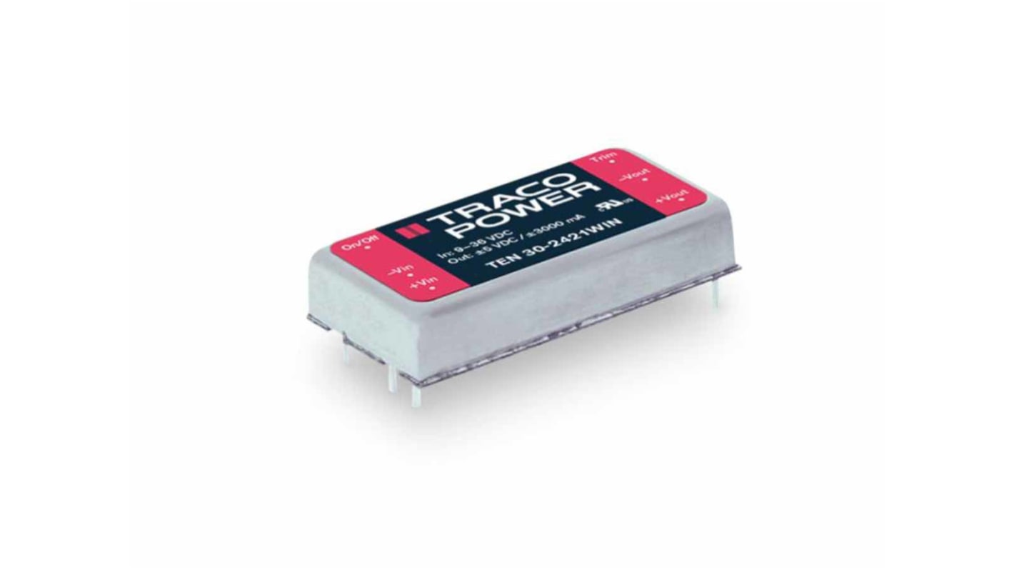 Convertisseur DC-DC TRACOPOWER, TEN 30WIN, Montage traversant, 30W, 3.3V c.c., 7.5A