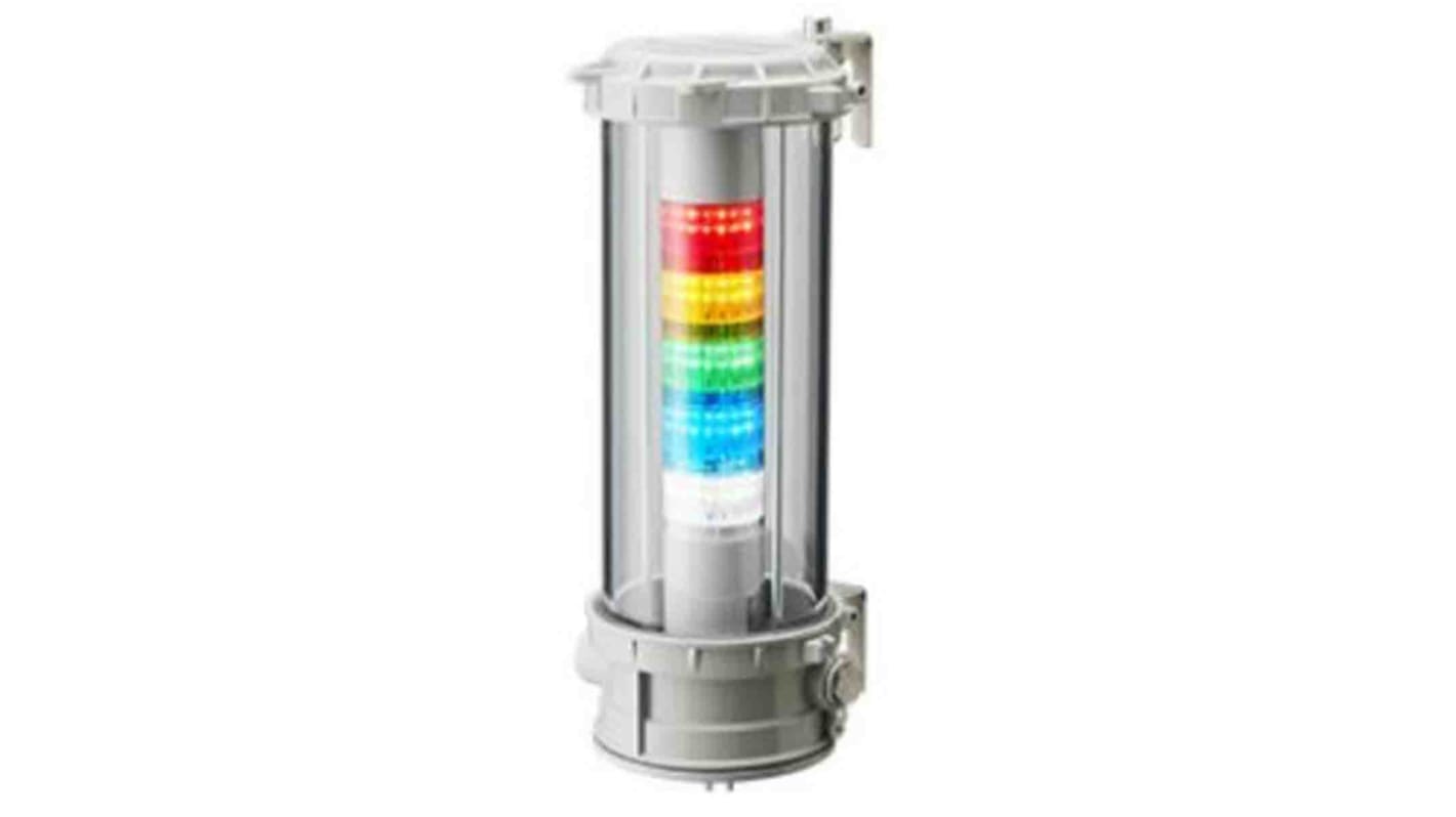 Jeladó torony LED, 5 világító elemmel, Színes, 24 V DC Piros/sárga/zöld/kék/átlátszó, ST-PA sorozat