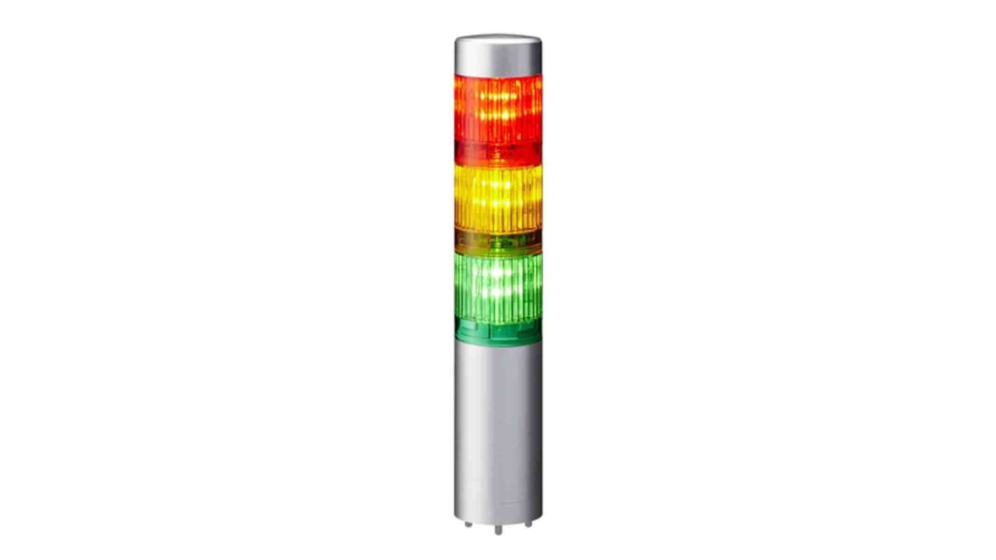 Patlite LR4-EX Series Coloured Signal Tower, 3 Lights, 24 V dc, Wall Mount