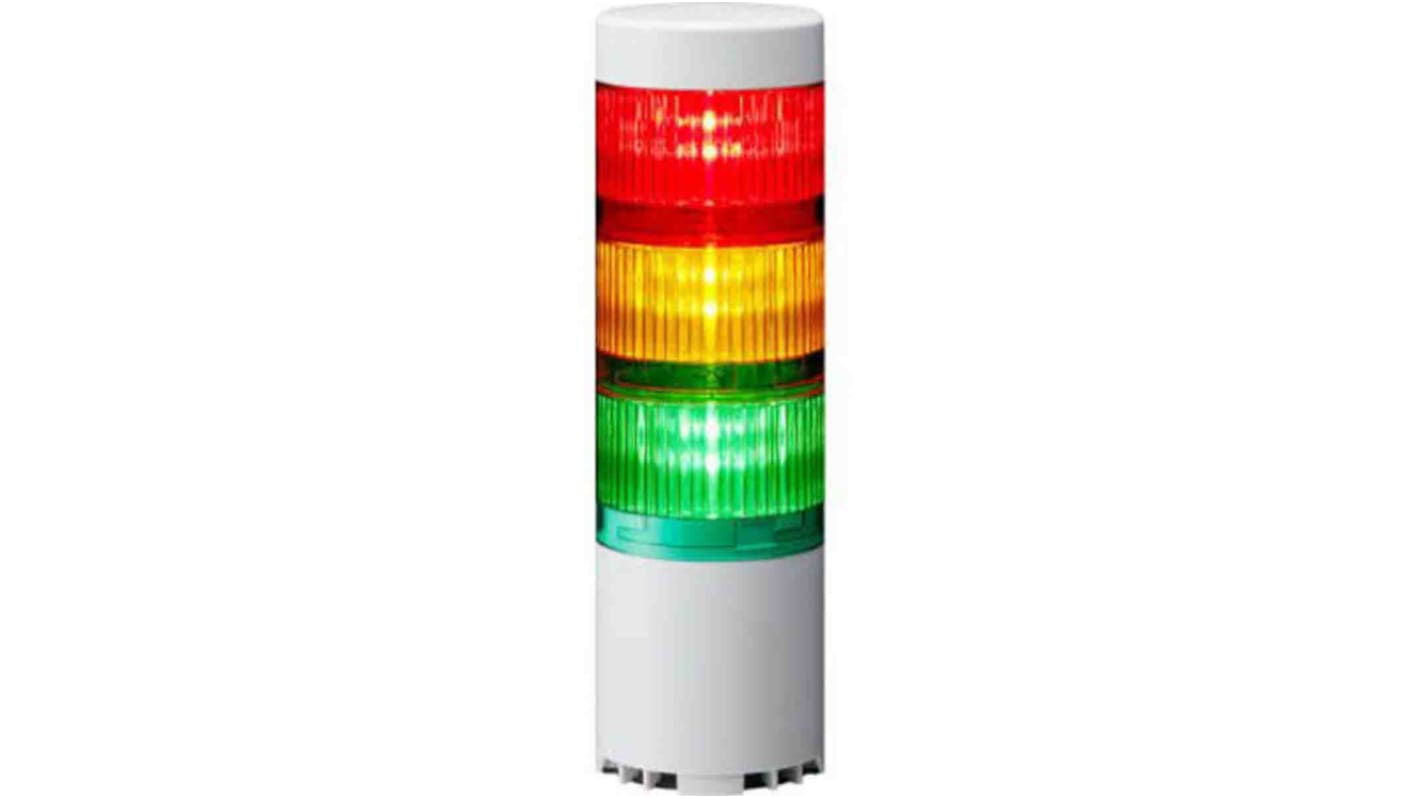 Jeladó torony LED, 3 világító elemmel berregővel, Színes, 5 V dc (USB-busz tápellátás) Piros/sárga/zöld, LR6-USB sorozat