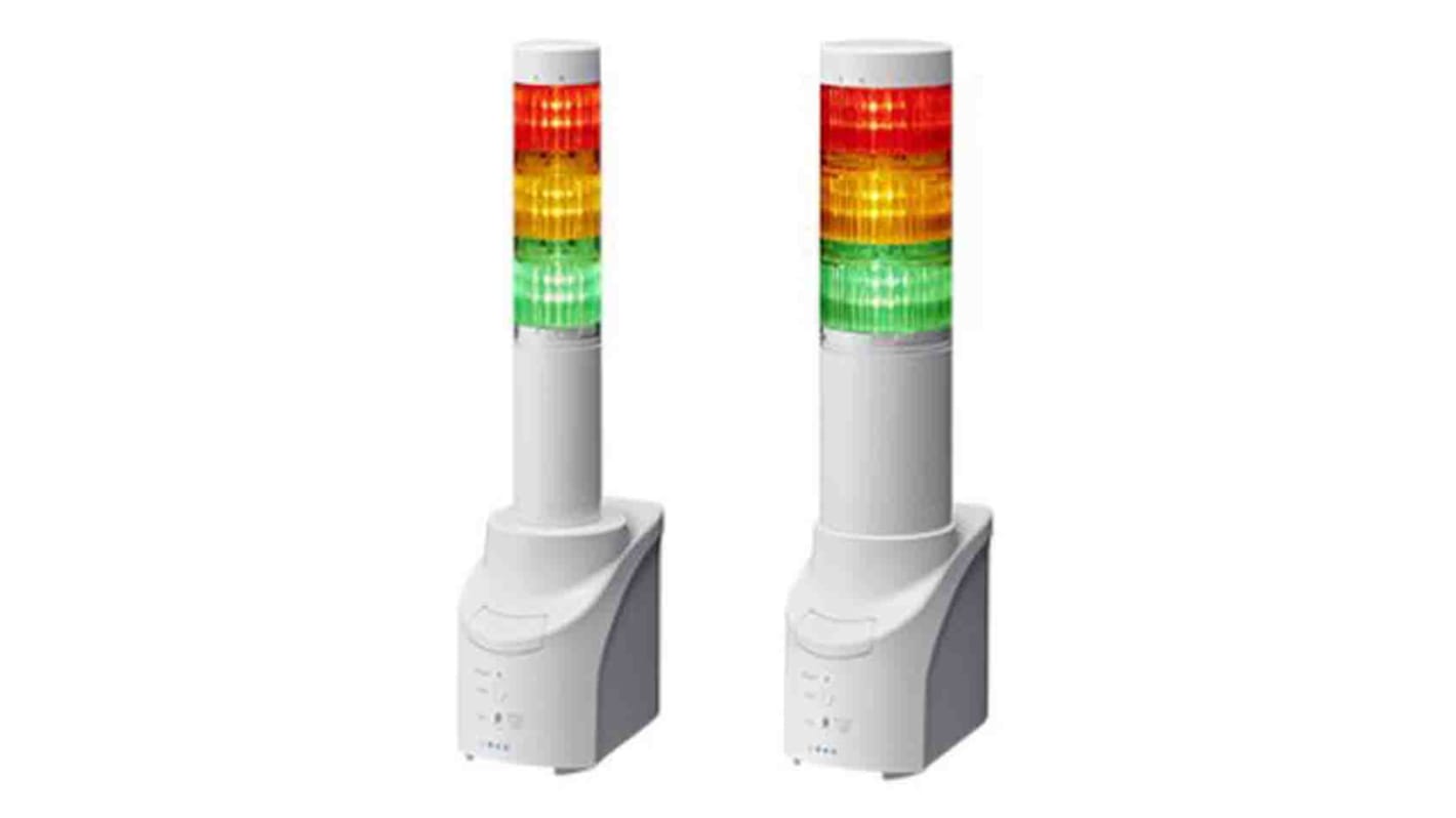 Torretta di segnalazione Patlite, 24 V c.c., LED, 3 elementi, lenti Trasparente, con Cicalino