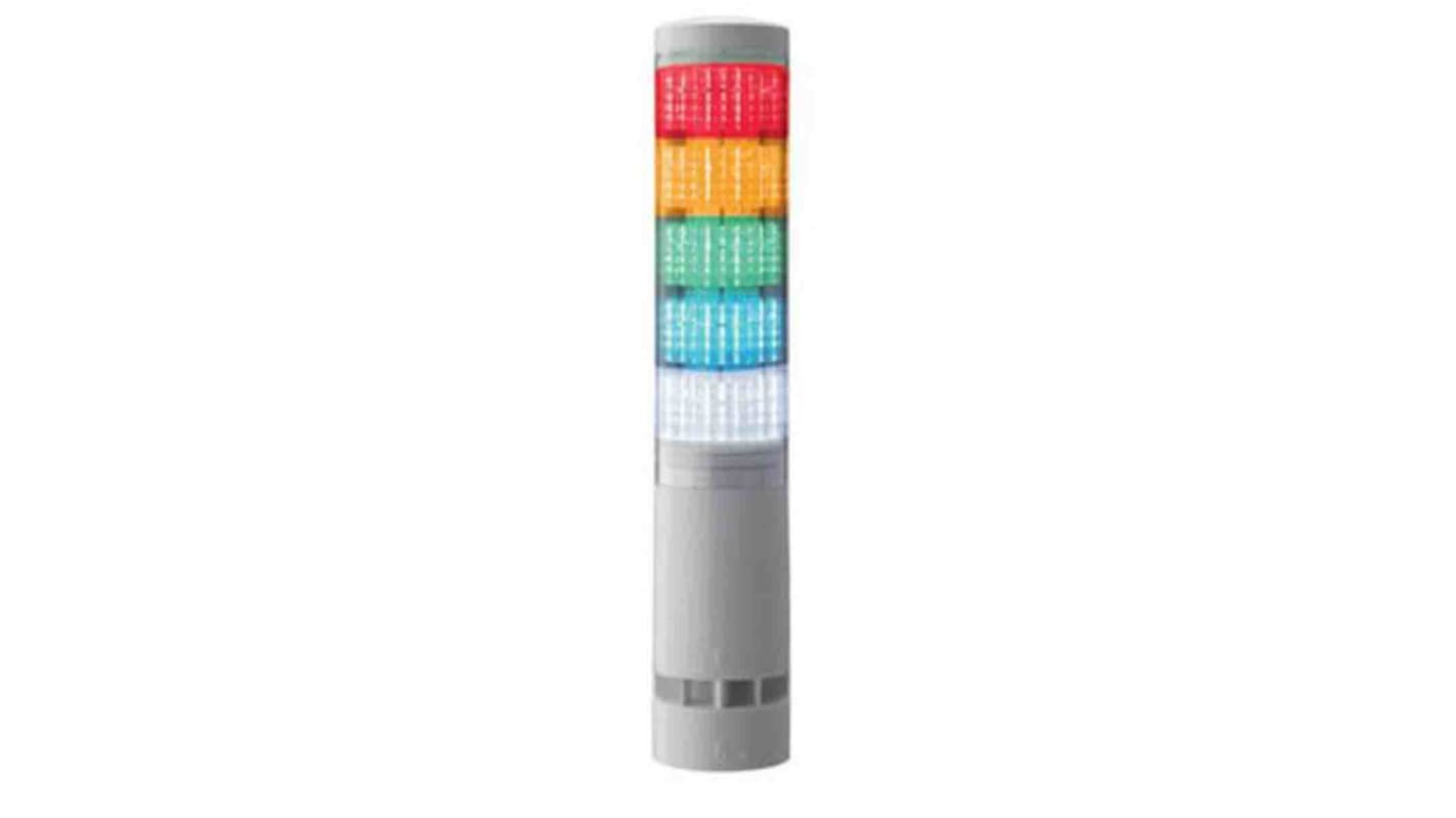 Torretta di segnalazione Patlite, 24 V c.c., LED RGB, 5 elementi, lenti Trasparente, con Cicalino