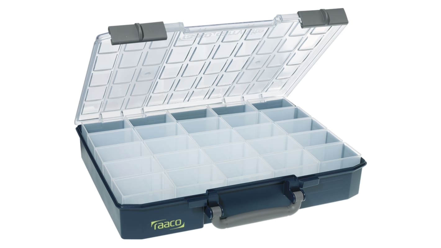 Raaco 25 Cell Blue PC, PP Compartment Box, 80mm x 415mm x 330mm