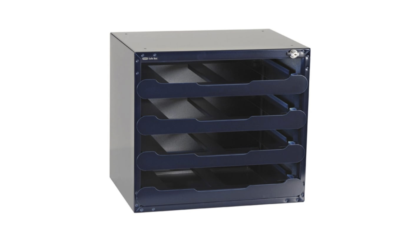 Caja organizadora Raaco de 4 compartimentos de PC Azul, 451mm x 330mm x 403mm