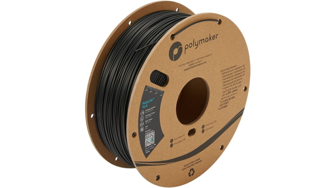 Polymaker 1.75mm Black PLA 3D Printer Filament, 3kg