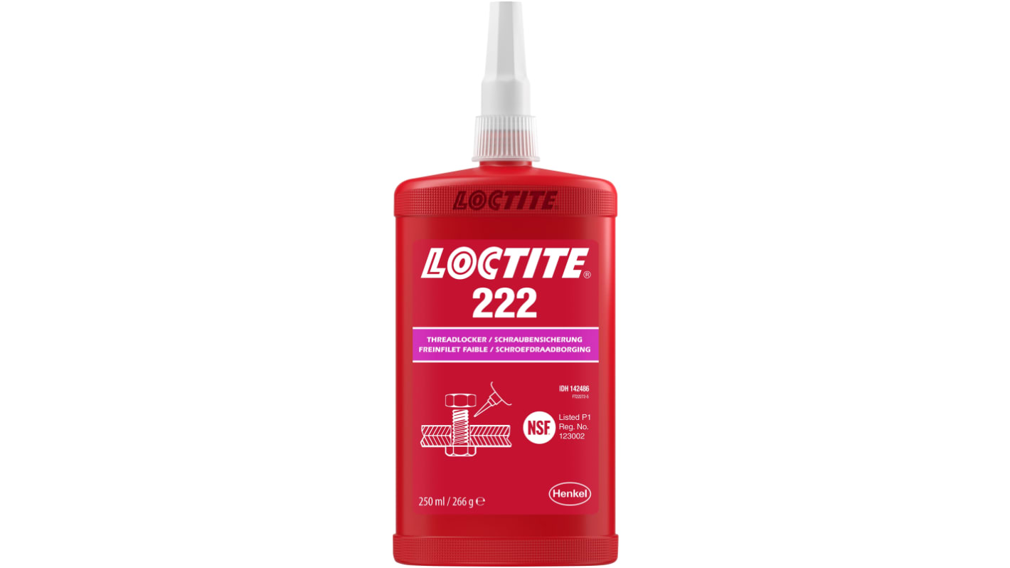 267359 Loctite Loctite 222 Purple Threadlocking Adhesive, 250 ml, 6 h Cure Time RS