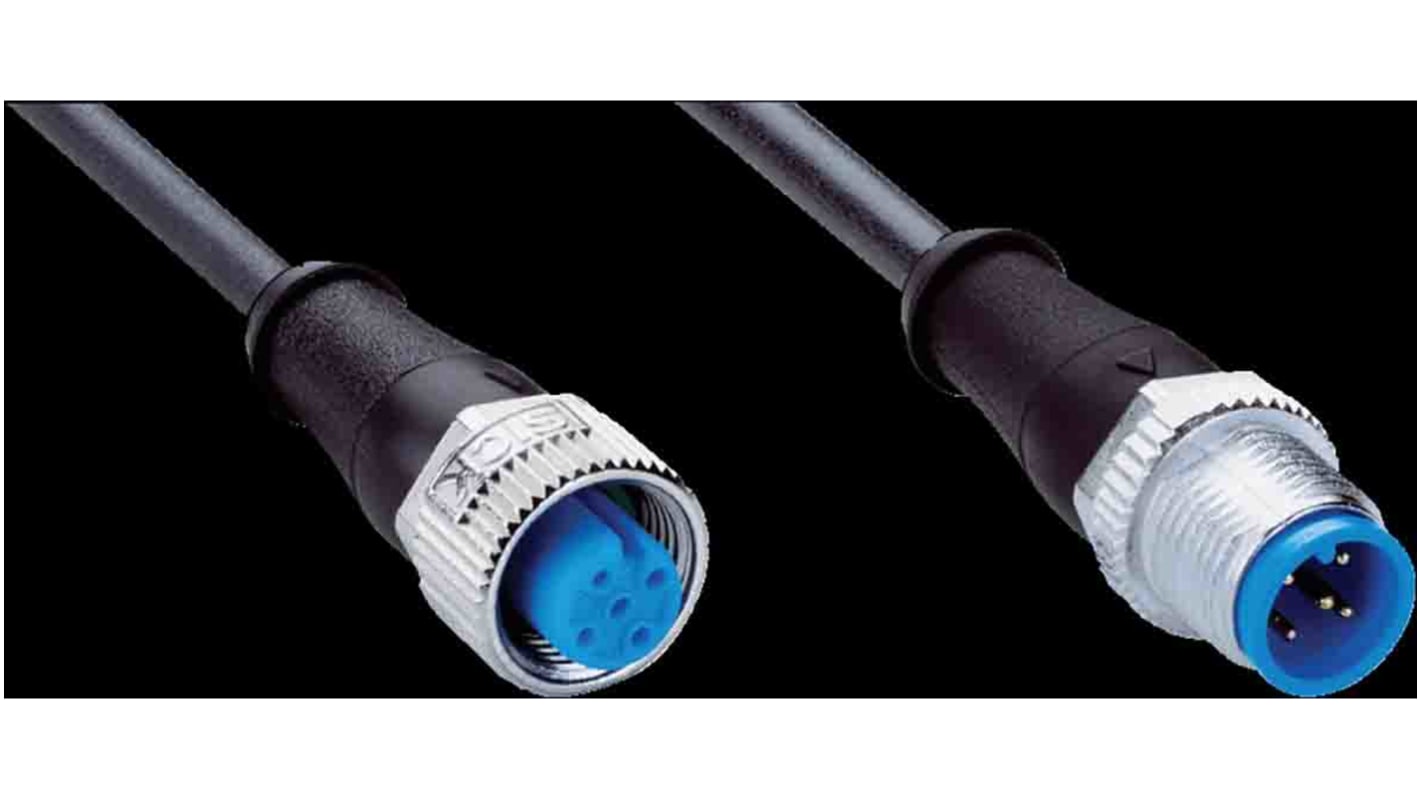 Cable de conexión Sick, con. A M12 Hembra, 5 polos, con. B M12 Macho, 5 polos, long. 2m, 125 V, 4 A, IP65, IP66, IP67