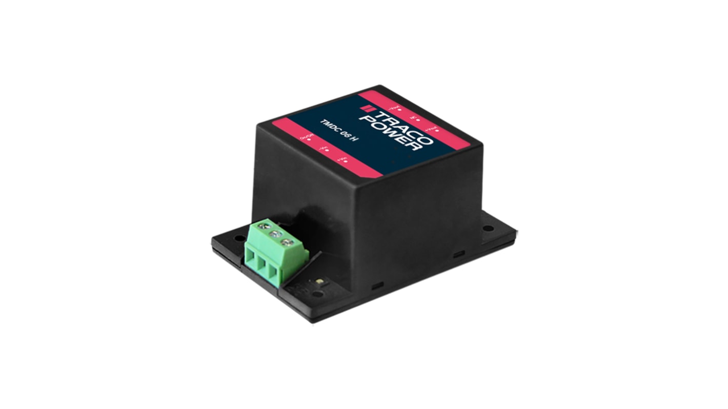 TRACOPOWER TMDC 06H DC-DC Converter, 5.1V dc/ 1.2A Output, 80 → 160 V dc Input, 6W, Chassis Mount, +93°C Max