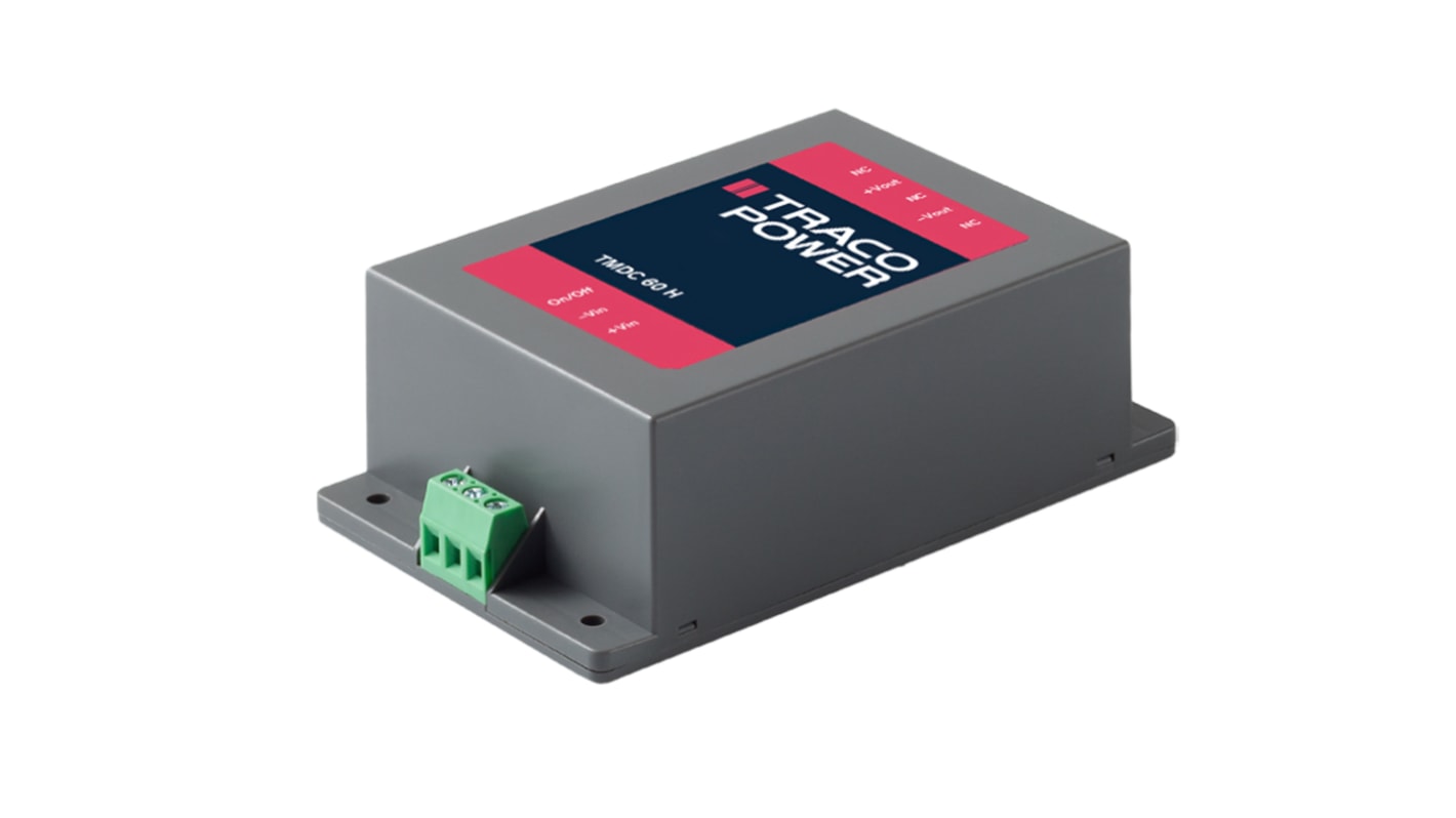 TRACOPOWER TMDC 60H DC-DC Converter, 5.1V dc/ 12A Output, 80 → 160 V dc Input, 60W, Chassis Mount, +90°C Max