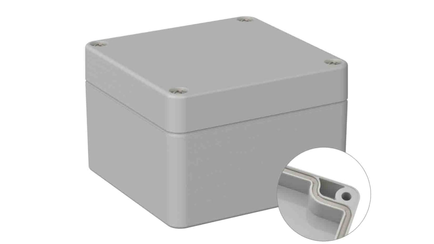 RS PRO Grey Polycarbonate General Purpose Enclosure, IP66, IK07, Grey Lid, 80 x 82 x 55mm