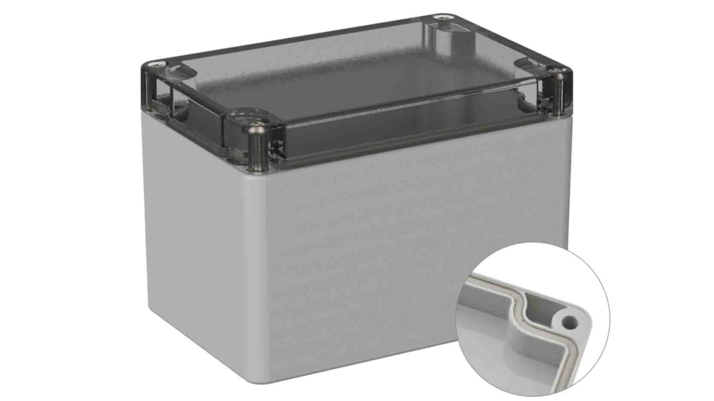 Caja de uso general RS PRO de Policarbonato Gris, 80 x120 x85mm, IP66