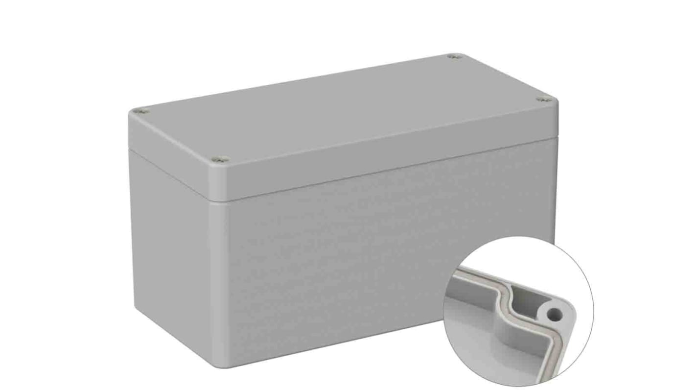 RS PRO Grey Polycarbonate General Purpose Enclosure, IP66, IK07, Grey Lid, 80 x 160 x 85mm