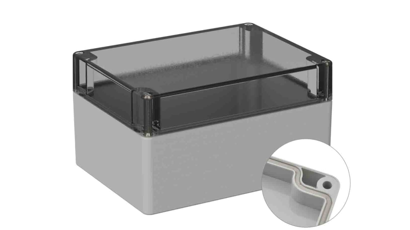 Caja de uso general RS PRO de Policarbonato Gris, 120 x 160 x 90mm, IP66