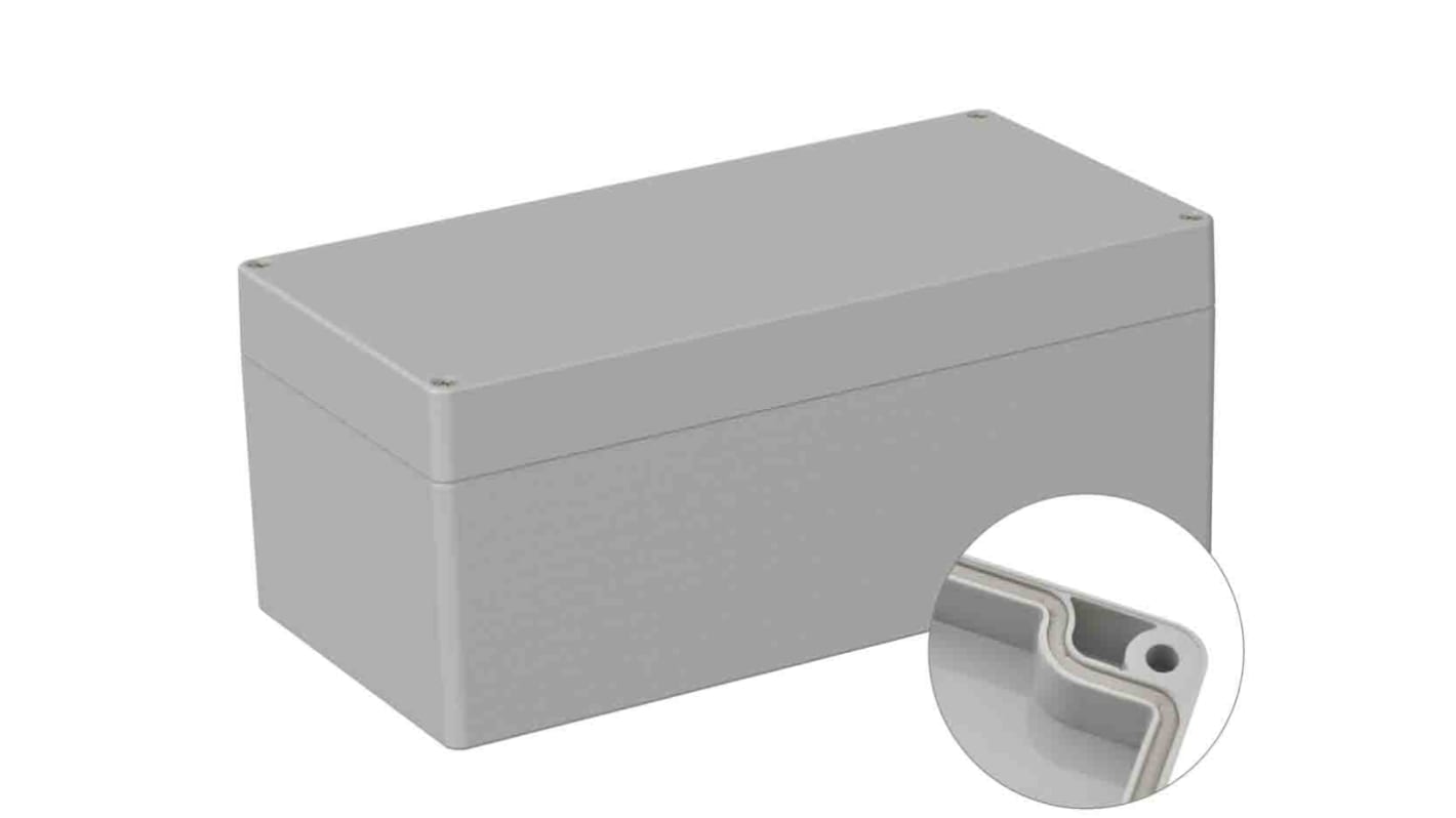 RS PRO Grey Polycarbonate General Purpose Enclosure, IP66, IK07, Grey Lid, 120 x 240.5 x 100.5mm