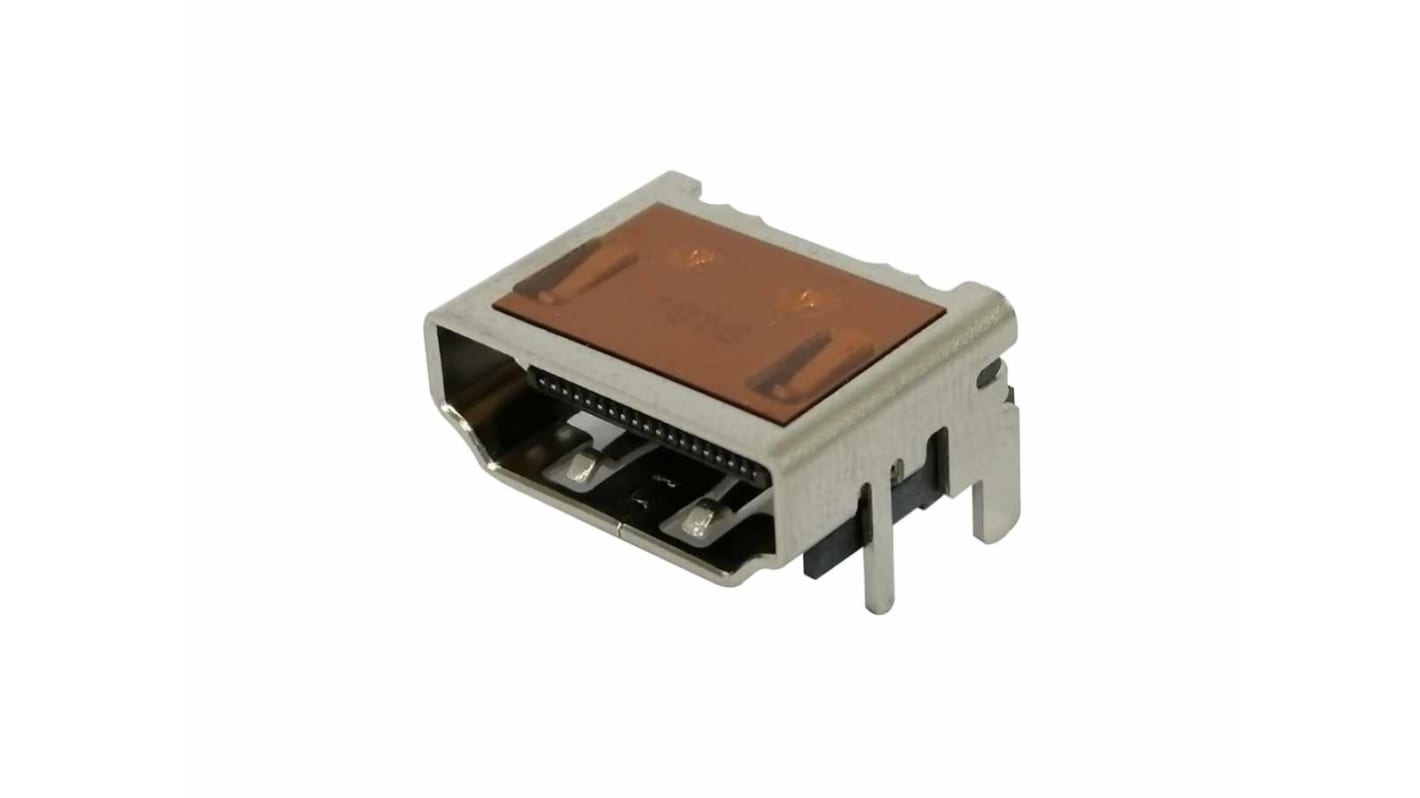 Molex Retvinklet HDMI-konnektor, Type A, 19-Polet, Hun, 40 V