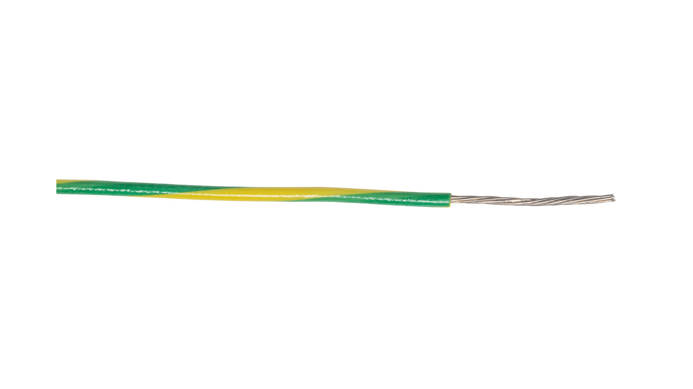 AXINDUS KY30 Series Green/Yellow 0.12 mm² Hook Up Wire, 26 AWG, 7 x 0, 15, 200m, PVC Insulation