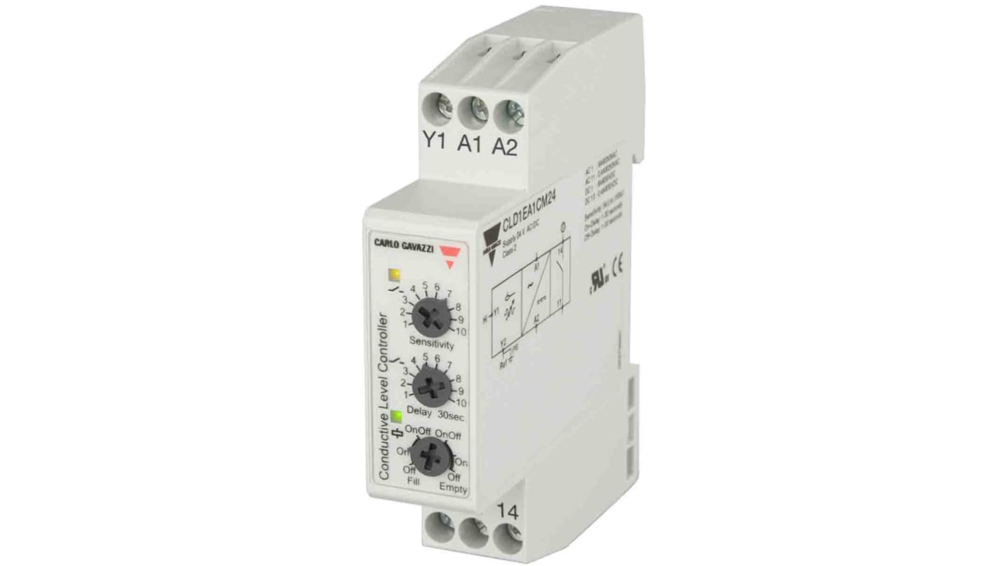 Carlo Gavazzi Niveauregler, DIN-Schienen Montage, U Sonde = 5V, 24 V