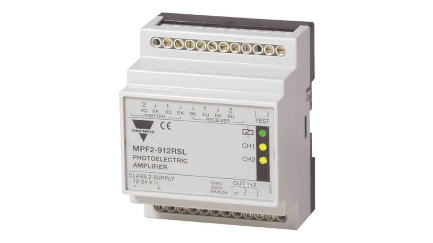 Carlo Gavazzi MPF zylindrisch Verstärker für fotoelektrischen Sensor, Durchgangsstrahl, Bereich 15 m, Relais Ausgang,