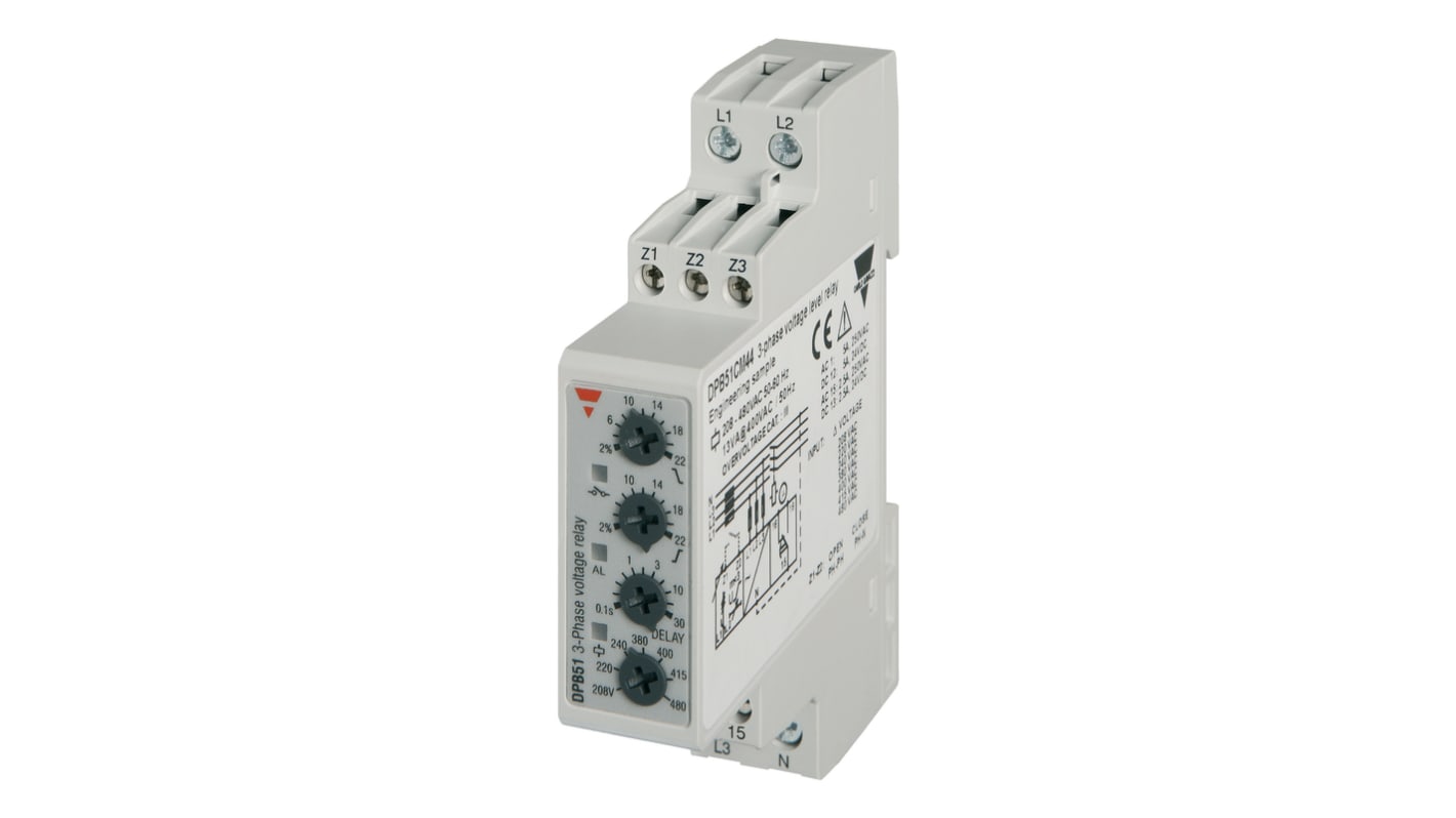 DPB51CM44 Carlo Gavazzi Phase, Voltage Monitoring Relay, 3, 3+N Phase