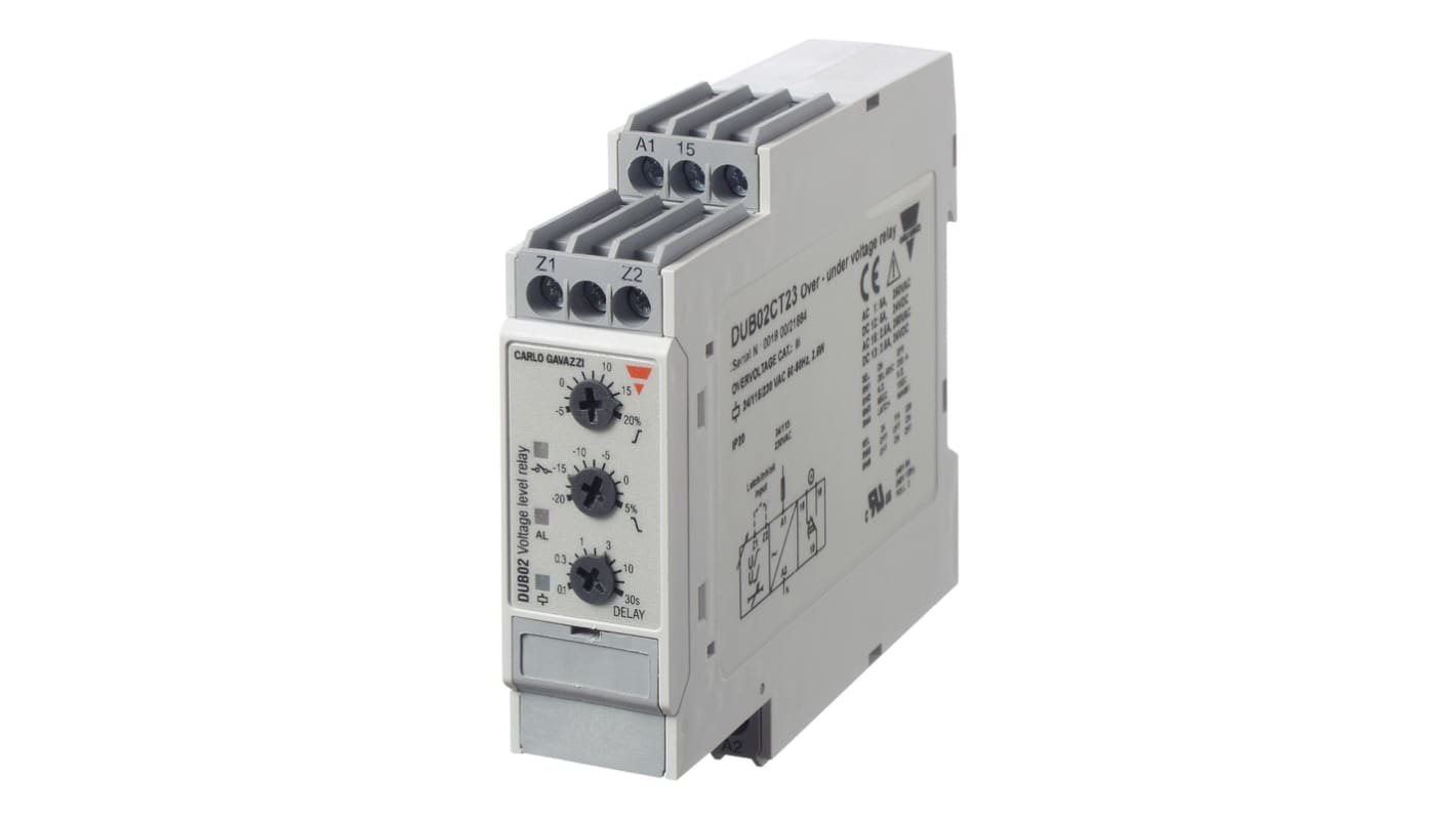 Relè di monitoraggio Tensione Carlo Gavazzi DUB02CT23 serie DUB02, SPDT