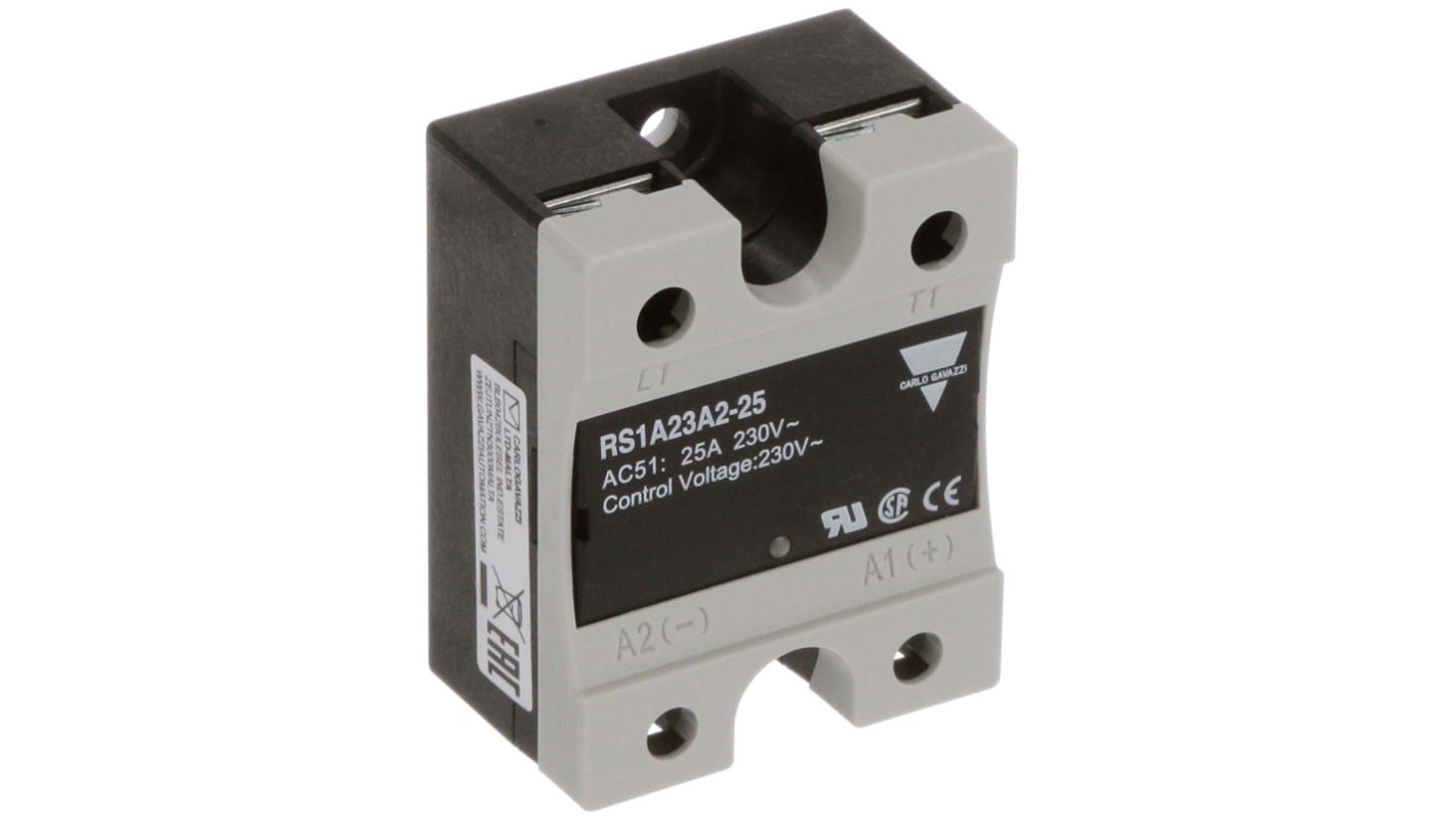 Carlo Gavazzi Szilárdtestrelé, RS 23 A, 25 A, Nulla kapcsolás, Panelre szerelhető