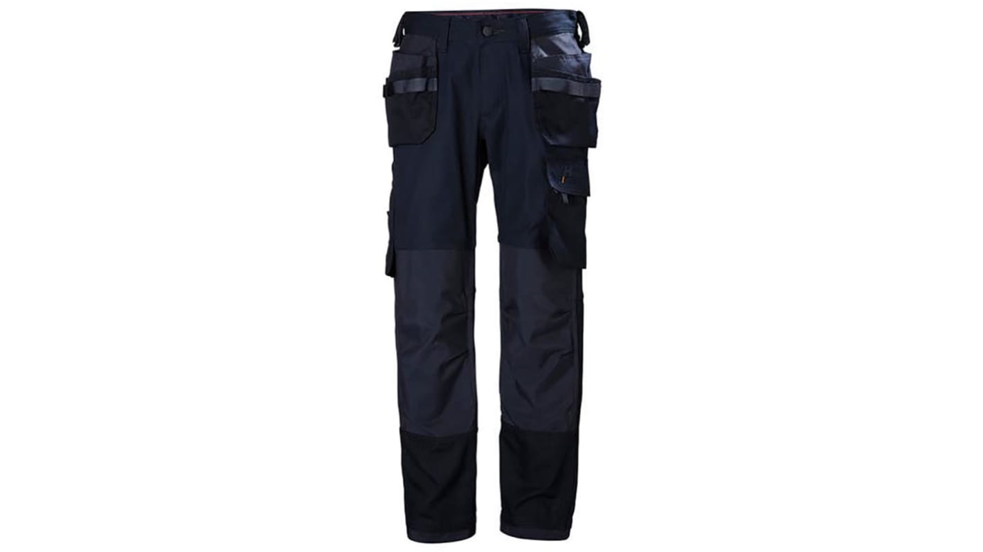 Helly Hansen Oxford Black Cotton, Elastane, Polyester Work Trousers 31in, S Waist