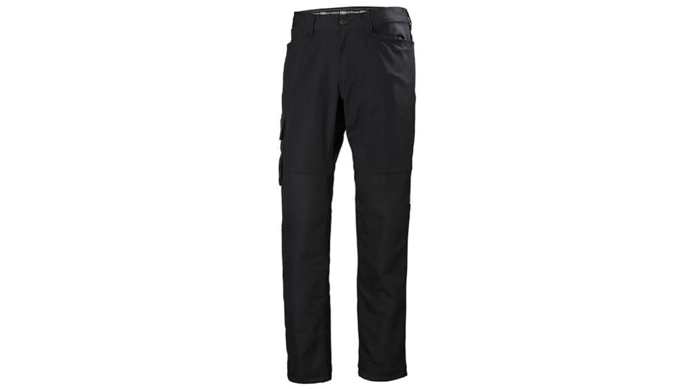 Helly Hansen Oxford Black Cotton, Elastane, Polyester Work Trousers 30in, XS Waist