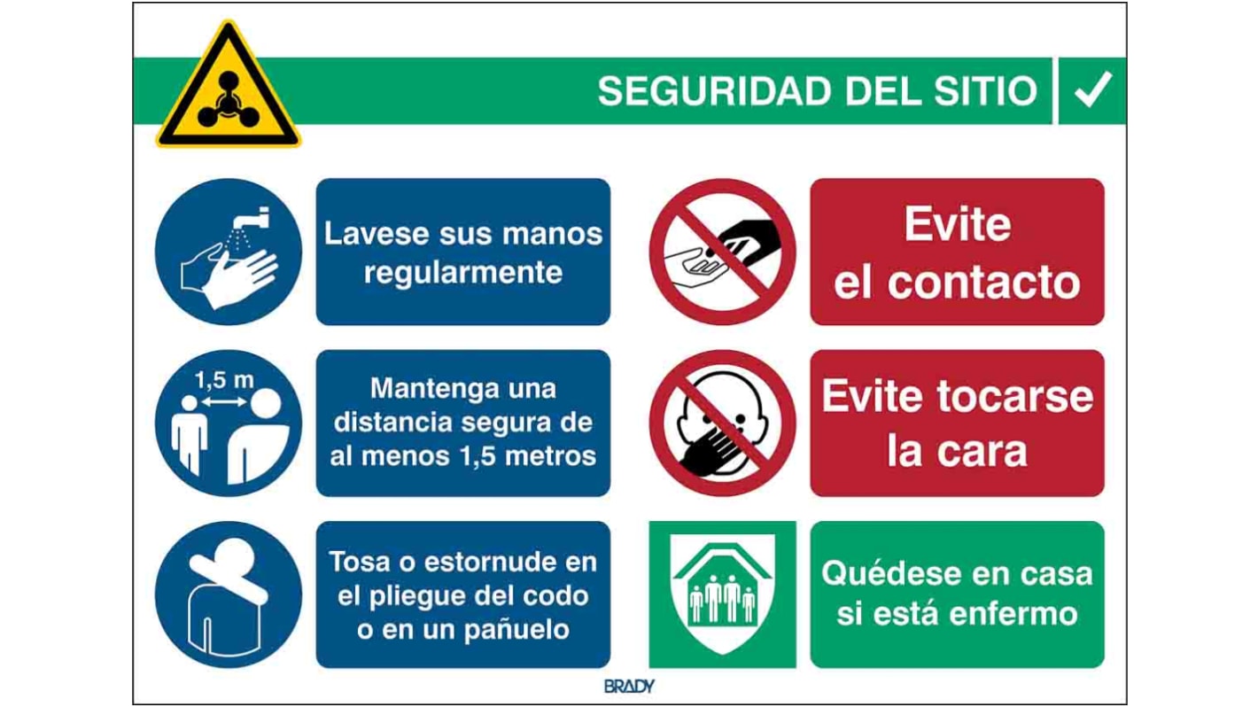 Cartel de seguridad Brady en Español, 262mm x 371 mm