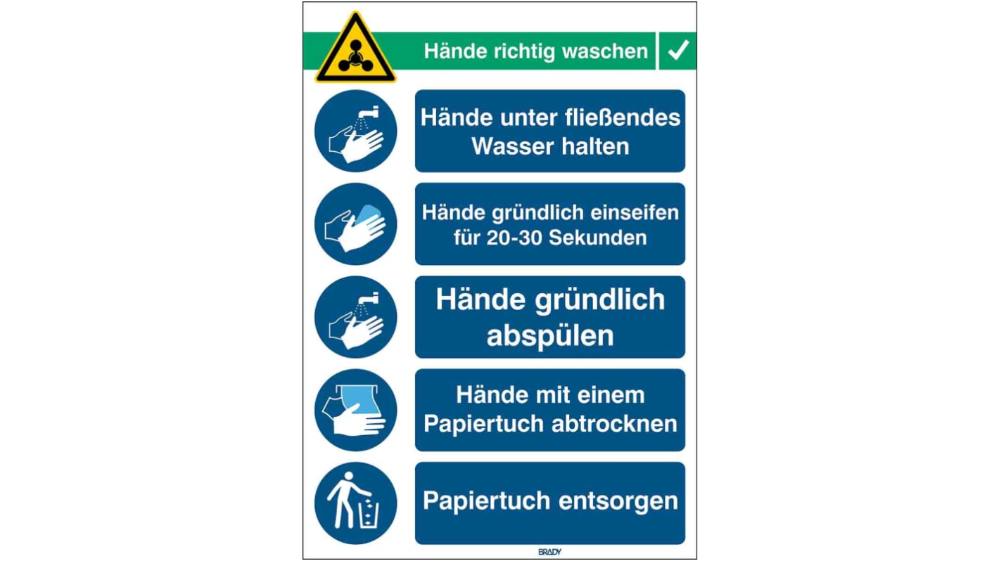 Brady Deutsch Sicherheitsplakat, PP H 371 mm B 262mm