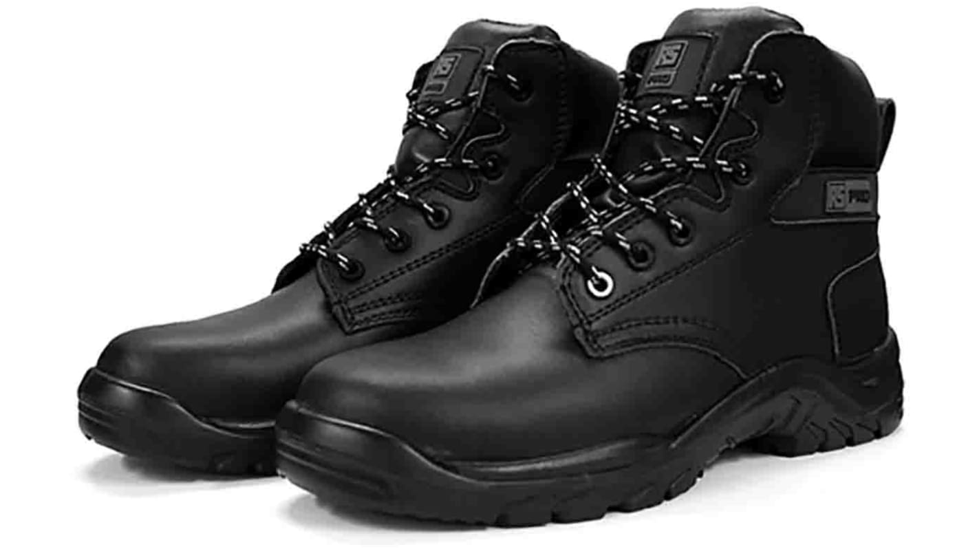 RS PRO Black Fibreglass Toe Capped Men's Ankle Safety Boots, UK 10, EU 44