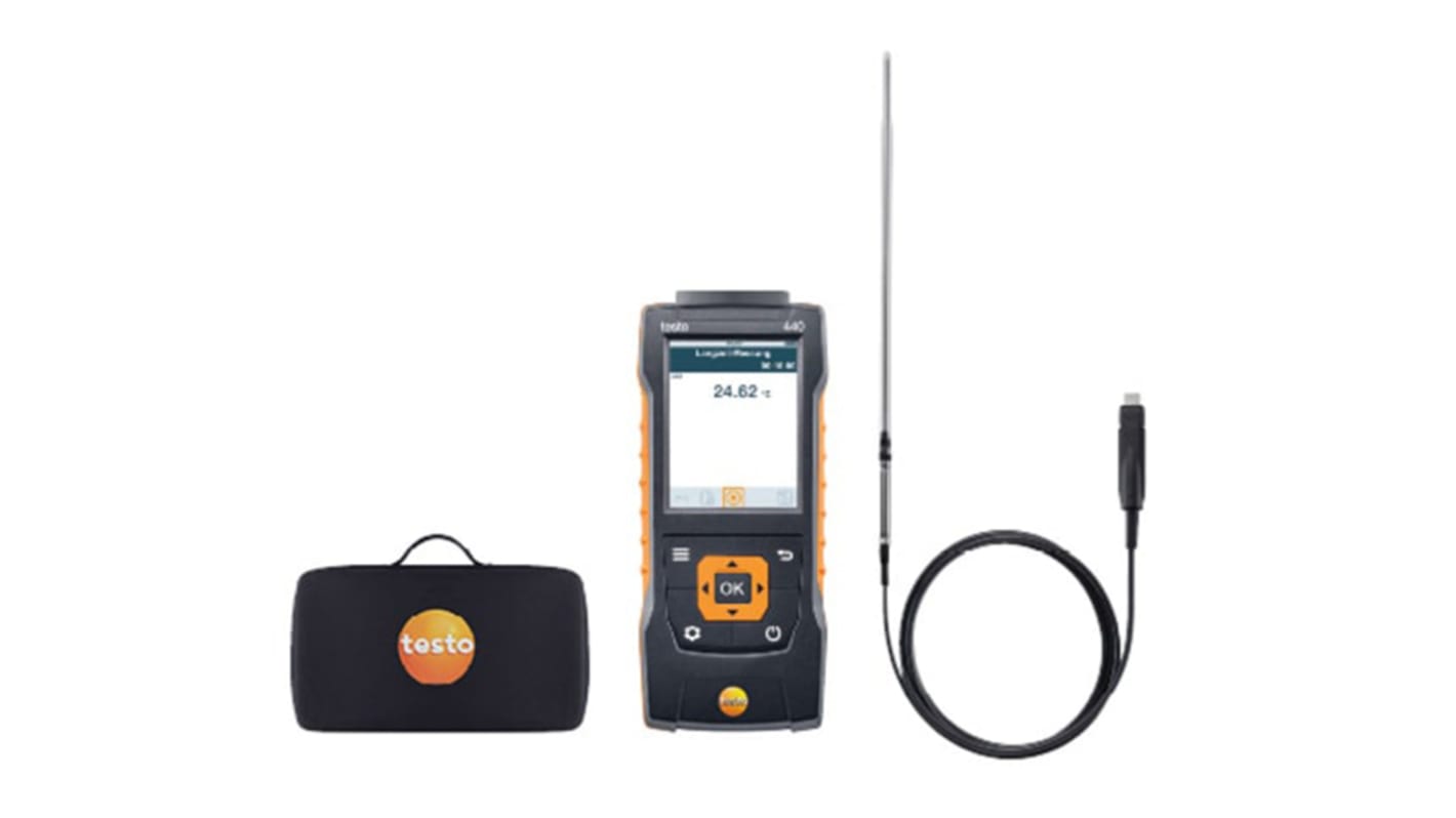 Testo 440 Laboratory Kit Data Logging Air Quality Meter for Temperature, +400°C Max, Battery-Powered