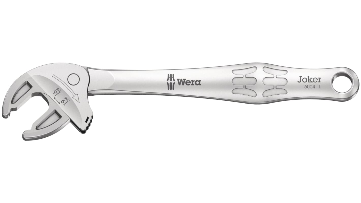 Wera Adjustable Spanner, 224 mm Overall, 19mm Jaw Capacity, Ergonomic Handle