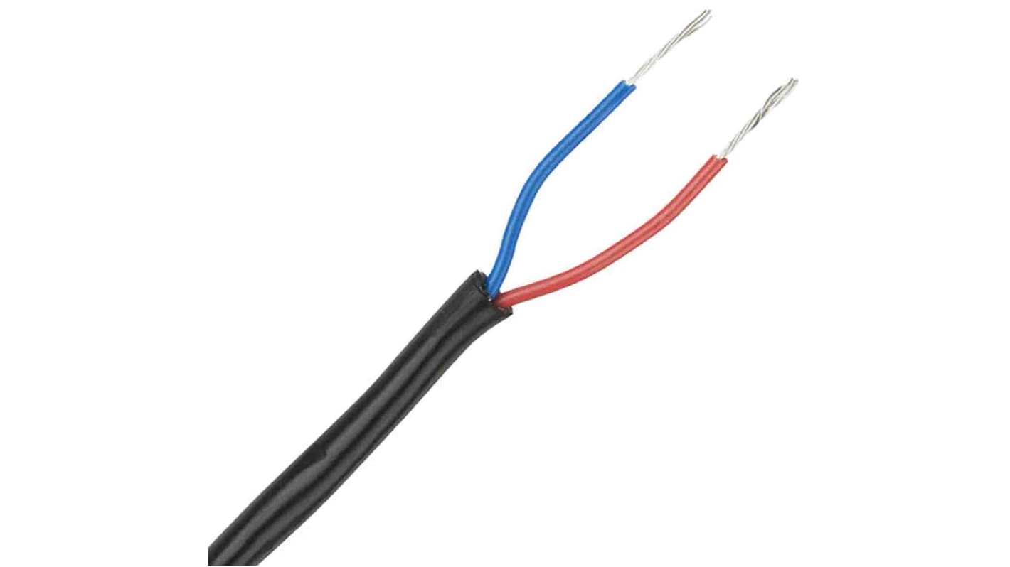 RS PRO Data Cable, 0.5 mm², 2 Cores, 20 AWG, Unscreened, 25m, Black Sheath