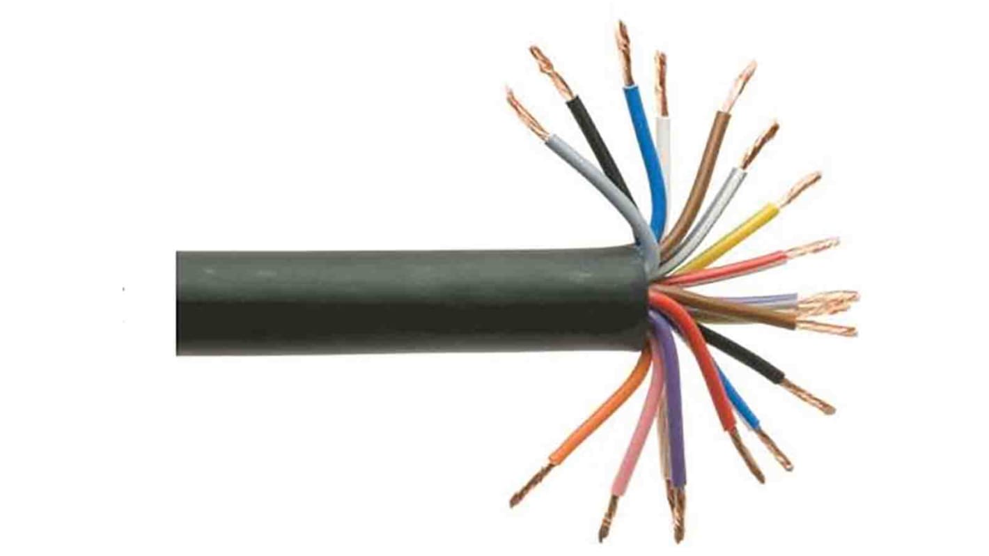 Cable de datos RS PRO de 18 conductores, 0,5 mm², 20 AWG, long. 25m, Ø ext. 11mm, funda de PVC Negro