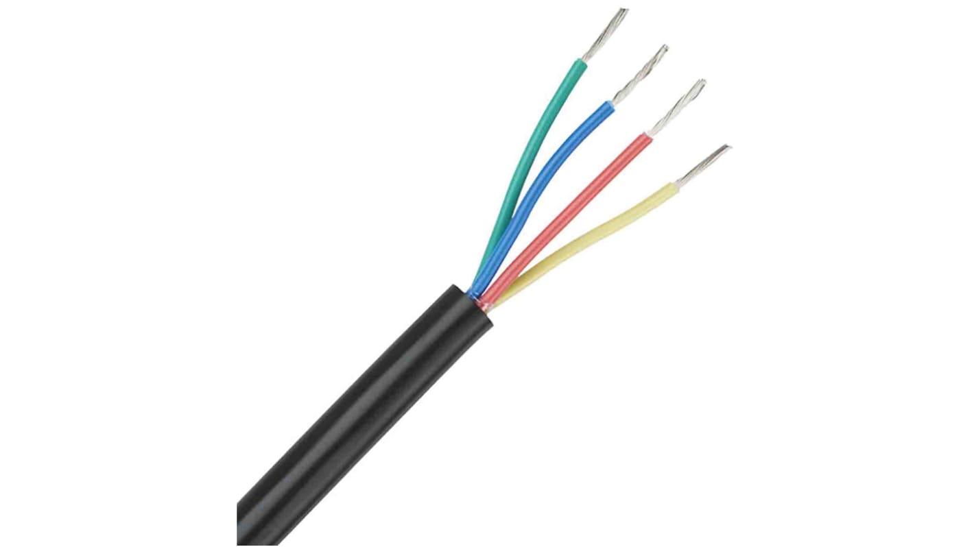 RS PRO Datenkabel 0,5 mm² Ø 7.1mm PVC isoliert Schwarz