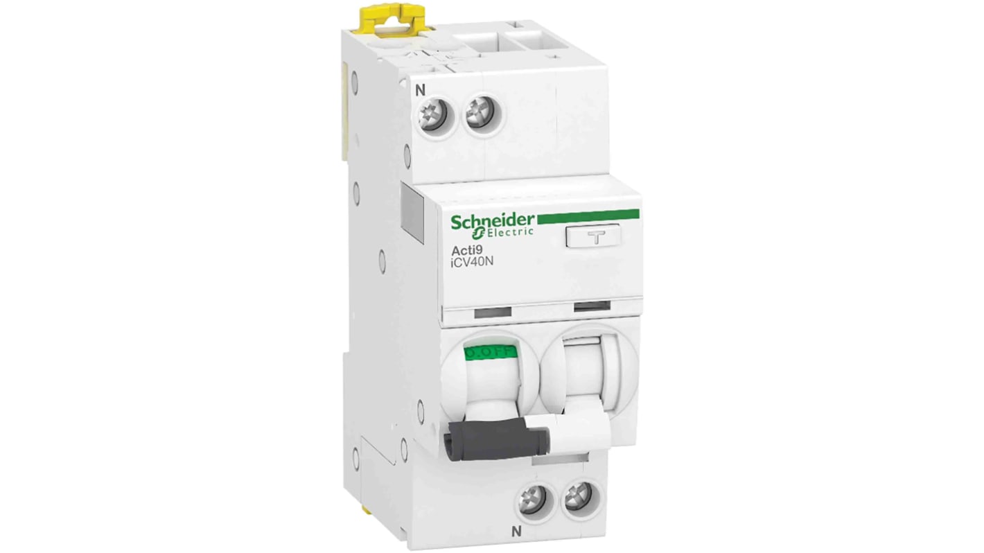 Schneider Electric RCBO, 16A Current Rating, 1P Poles, 30mA Trip Sensitivity, Acti9 Range