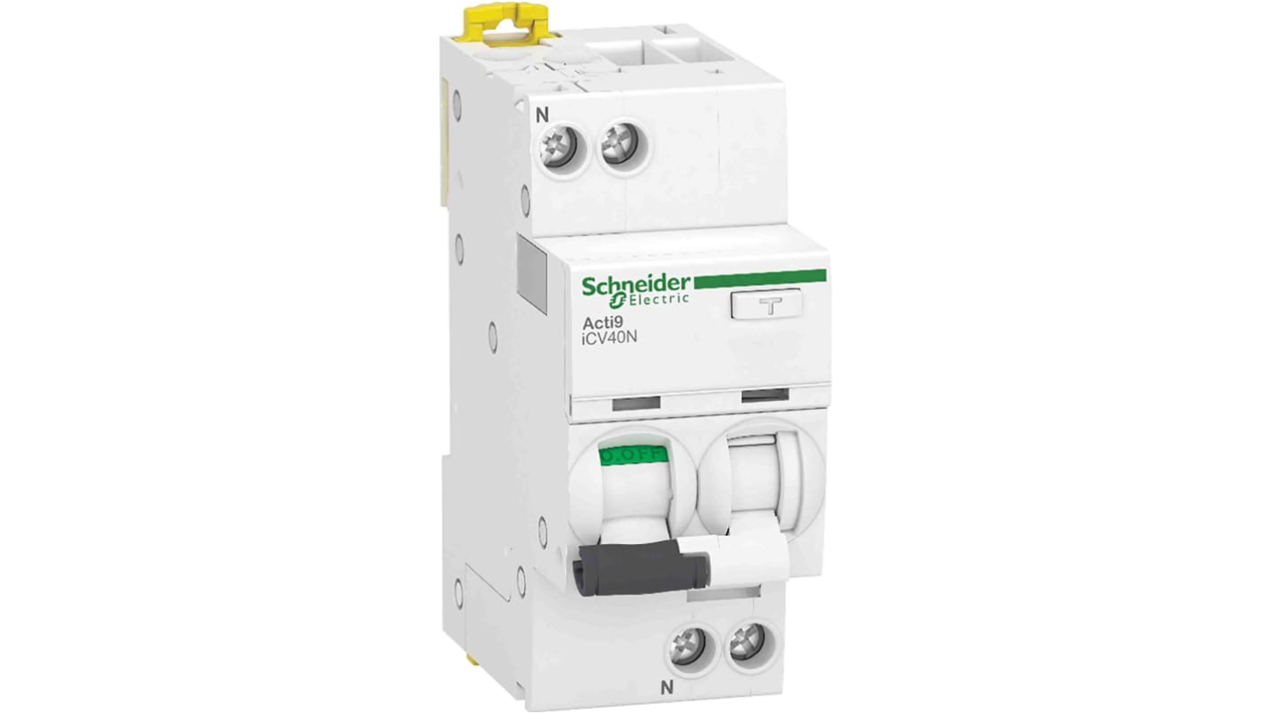 Schneider Electric RCBO, 1P, 6A, DIN-skinne montering, følsomhed: 30mA