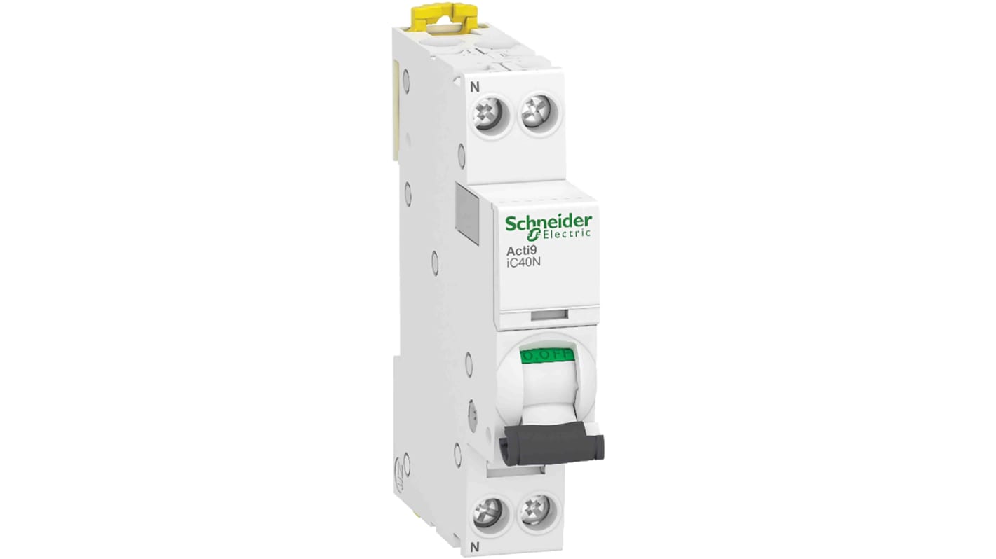 Schneider Electric Acti 9 A9 MCB, 1P, 10A, Type AC, 6 kA Breaking Capacity