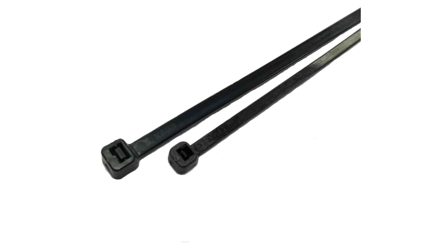 RS PRO Cable Tie Kit, 203mm x 3.6mm, Black Nylon, Pk-100